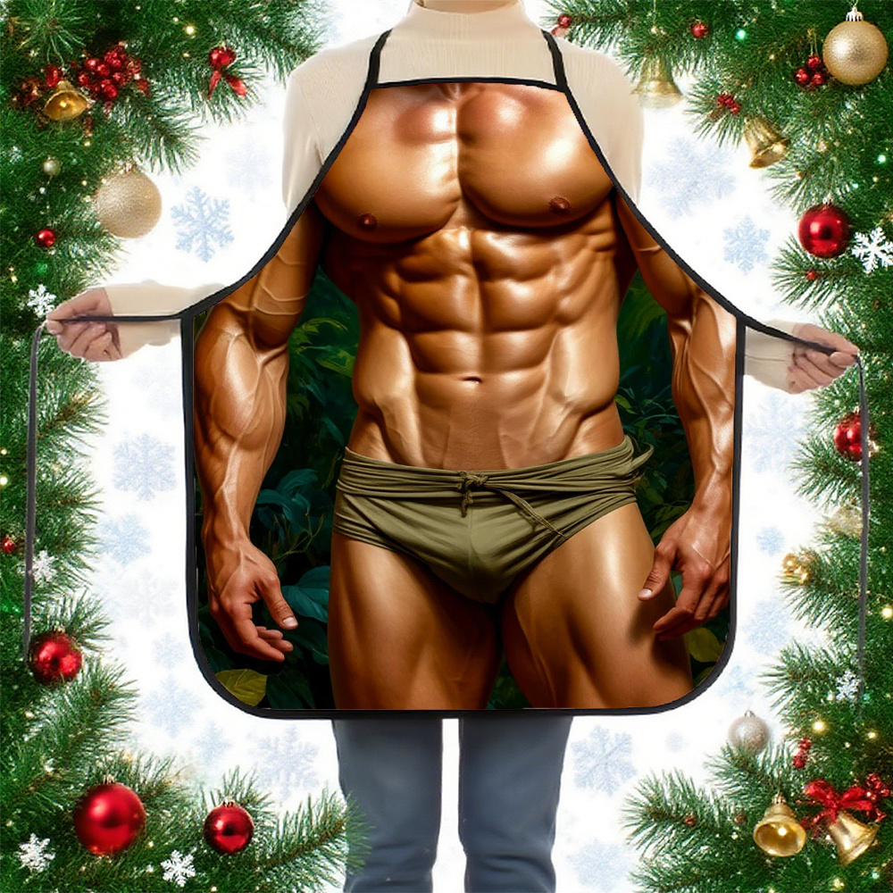 Kitchen Baking Background - 1pc Muscular Figure Apron with Jungle