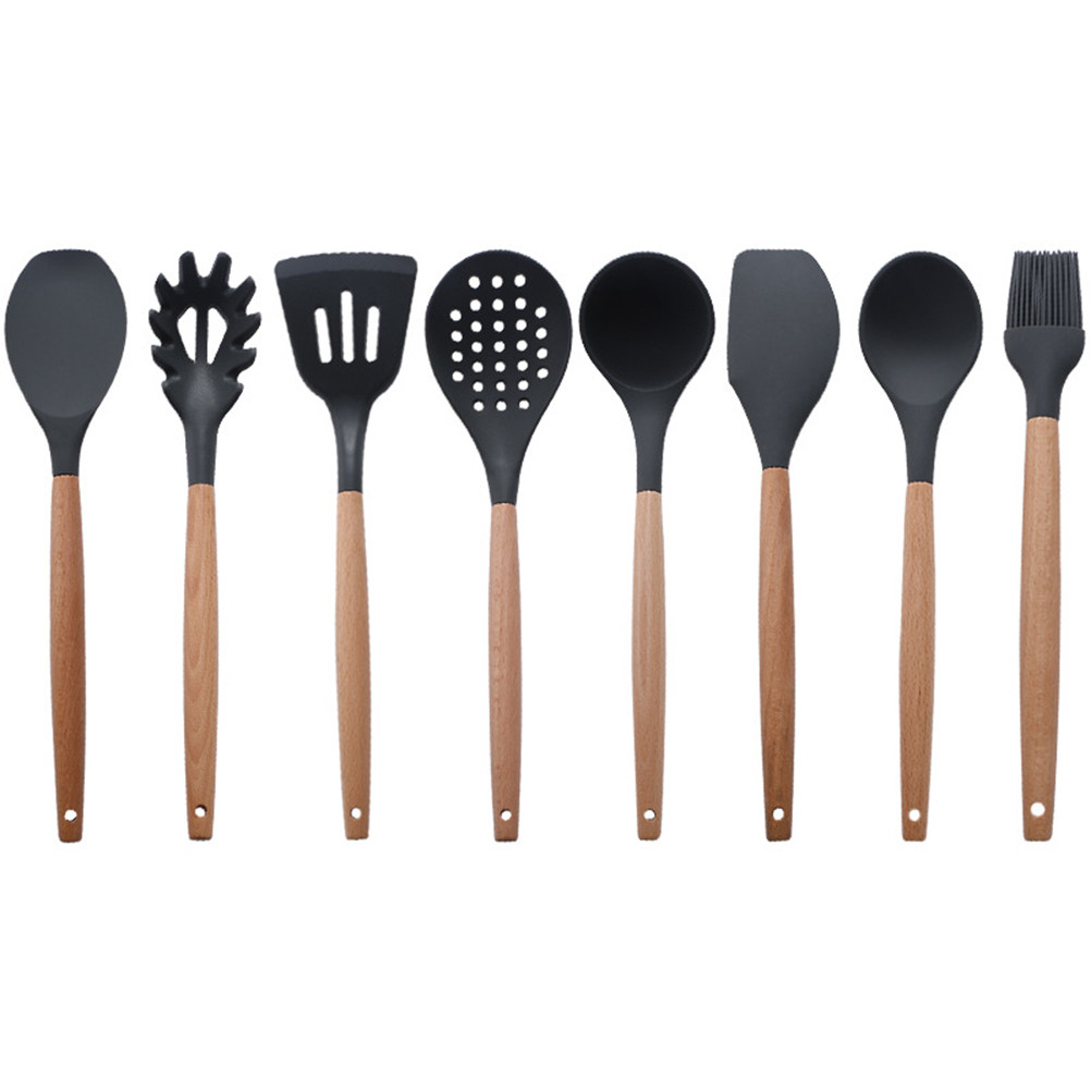 Kitchen Baking Brush - Silicone Bbq Brush Wood Handle Multi-Purpose
