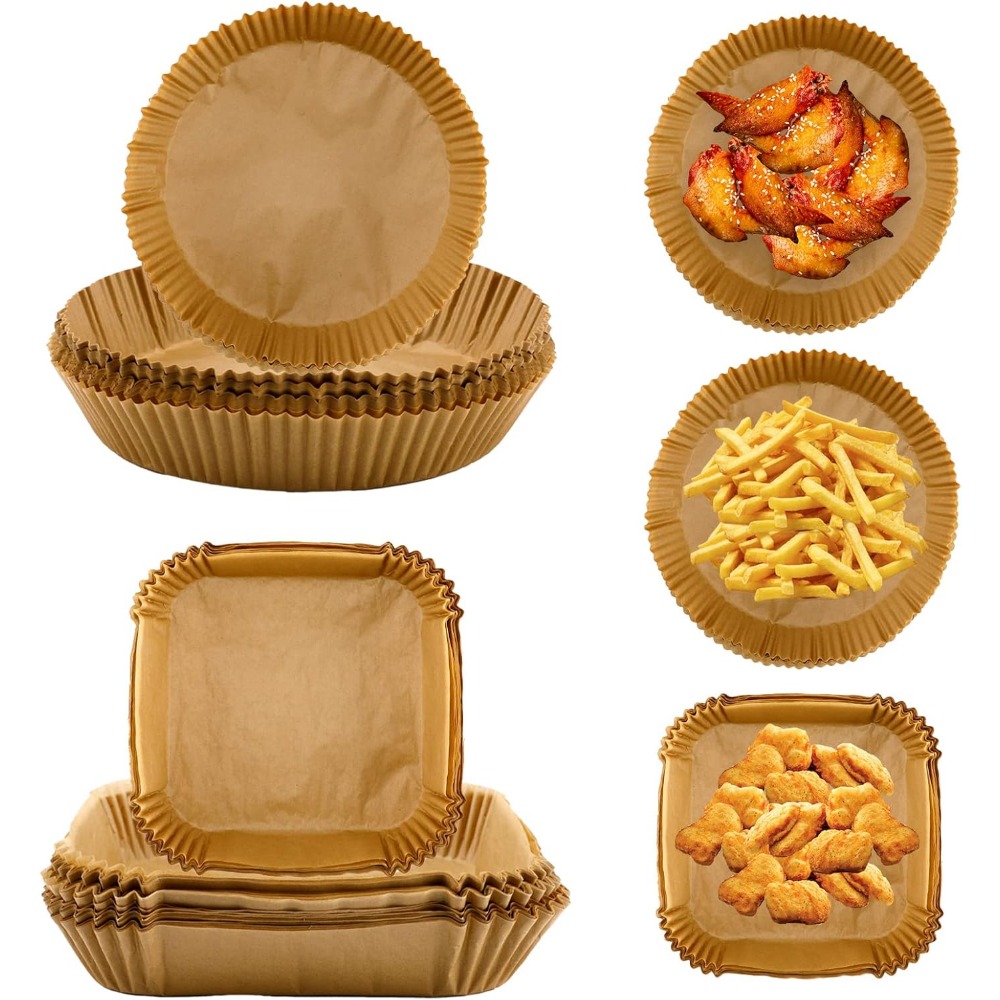 Kitchen Baking Store - 50/100pcs Air Fryer Disposable Paper Round/Square/Rectangle