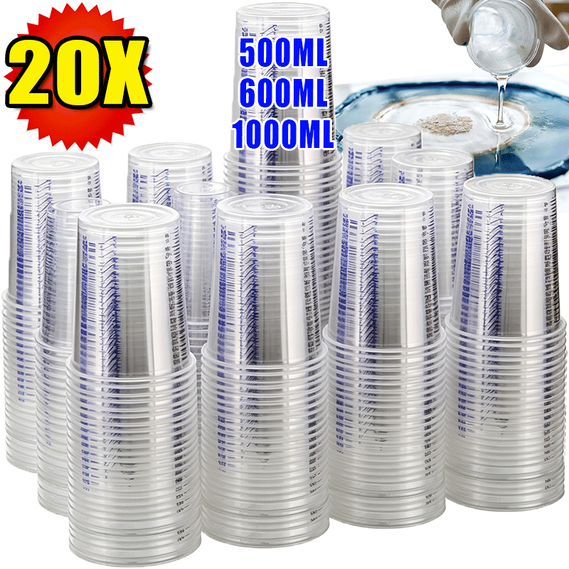 Kitchen Baking Essentials - 500/600/1000ml Disposable Plastic Measuring Cup Mixing