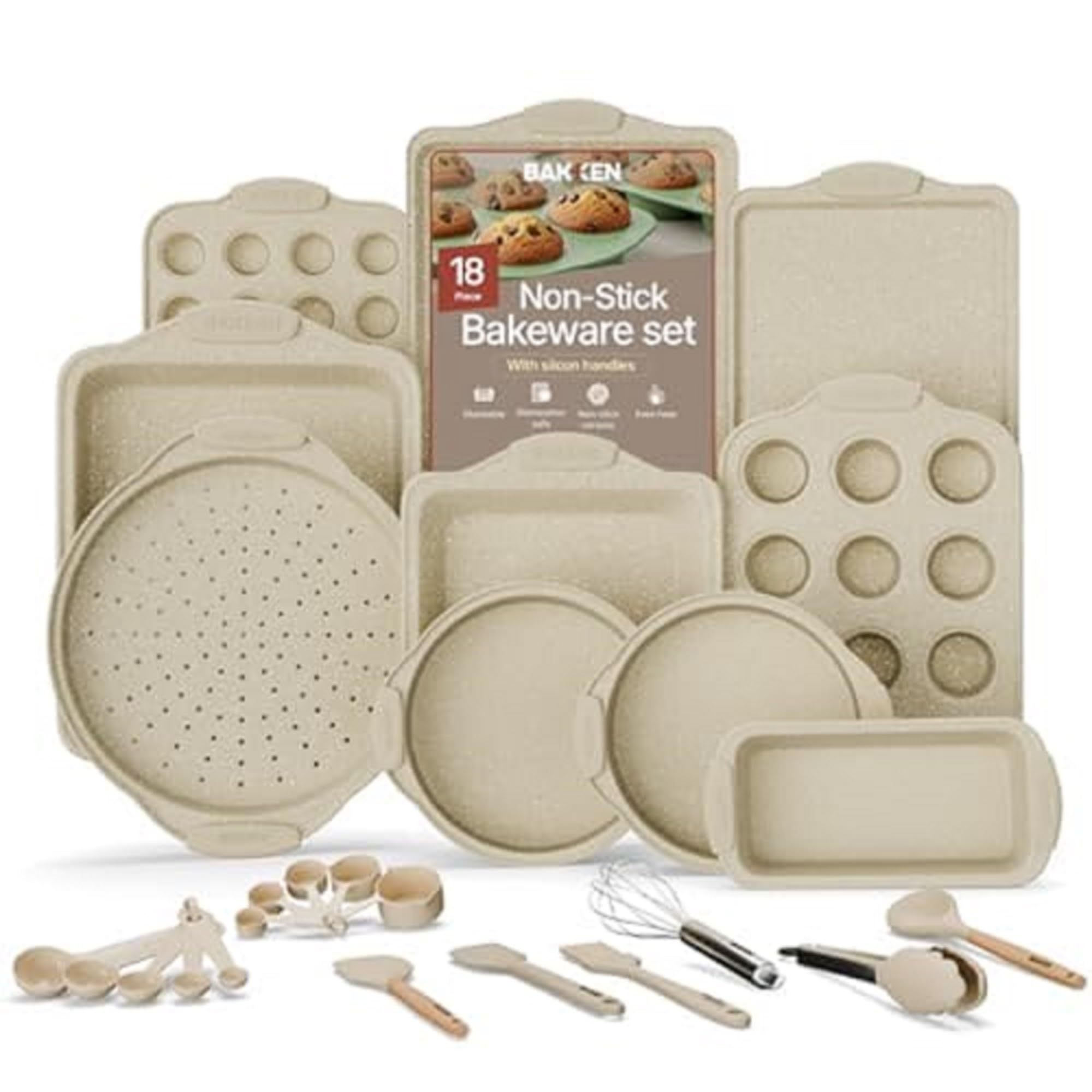 Kitchen Baking Pan Set - 18 Piece Kitchen Bakeware Set Carbon
