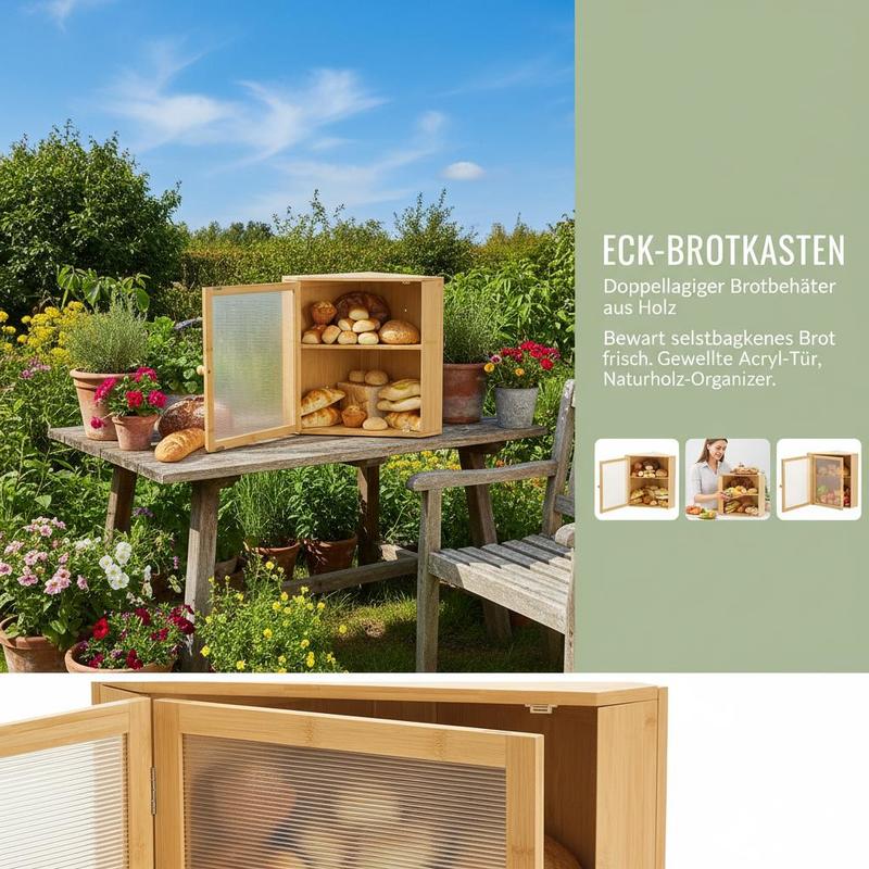 Kitchen Baking Counter - Corner Bread Box for Kitchen Counter,