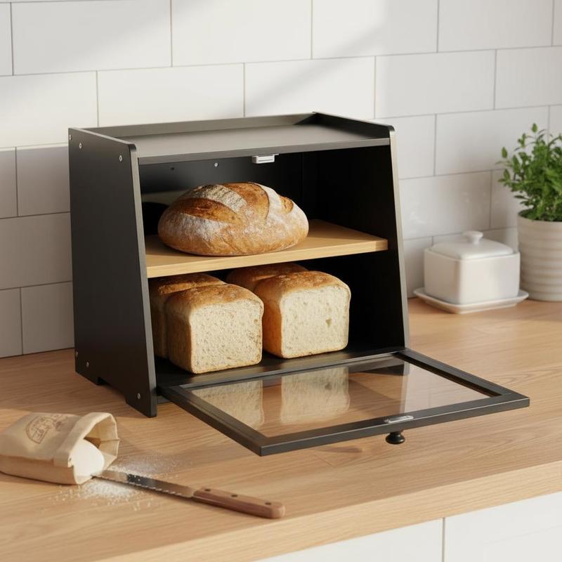 Kitchen Baking Counter - Double Layer Bread Box for Kitchen