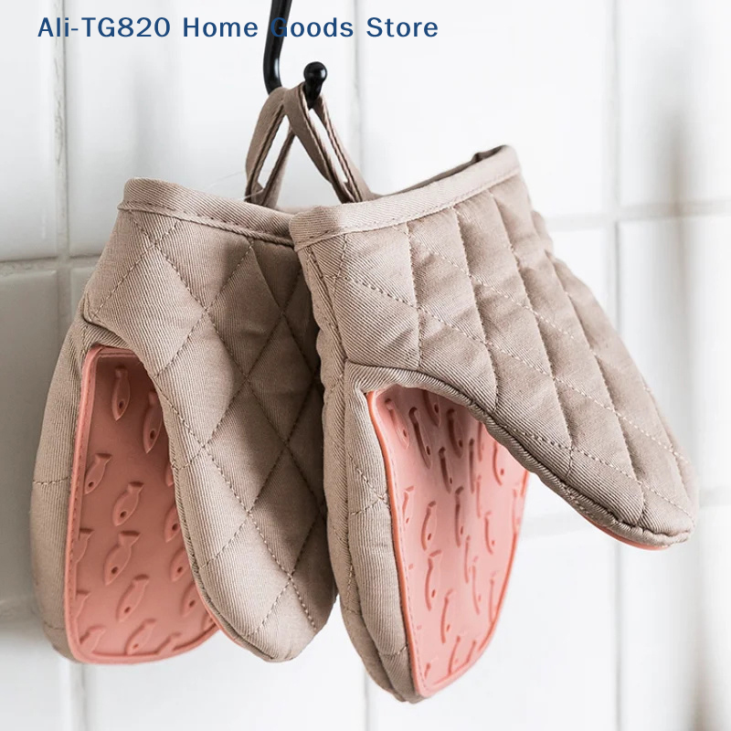 Kitchen Baking Gloves - Silicone Anti-scalding Oven Gloves Mitts Potholder
