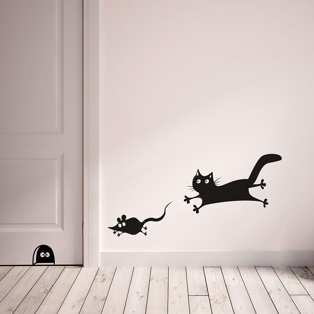 Kitchen Baking Cabinet - Cartoon Mouse and Cat Door Table
