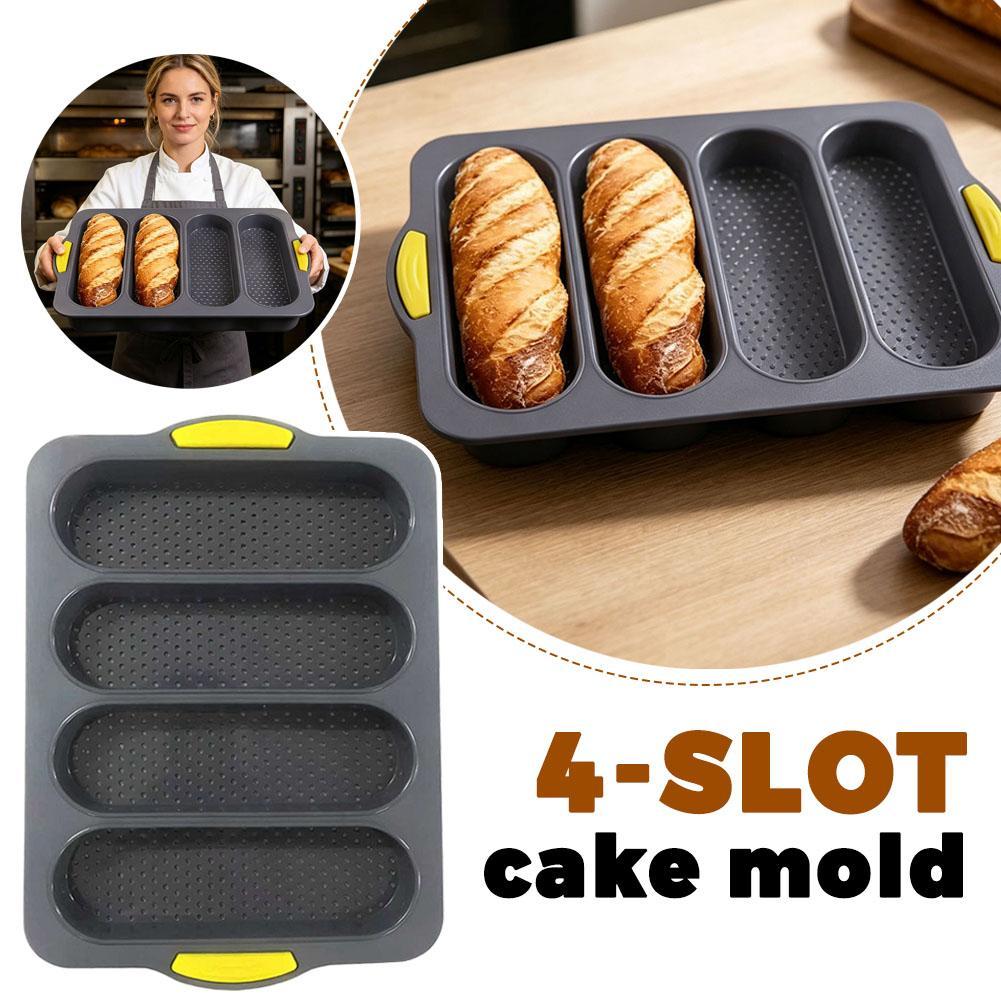 Kitchen Appliances For Baking - 4-Slot Silicone Bread Mold, Food-Grade Non-Stick