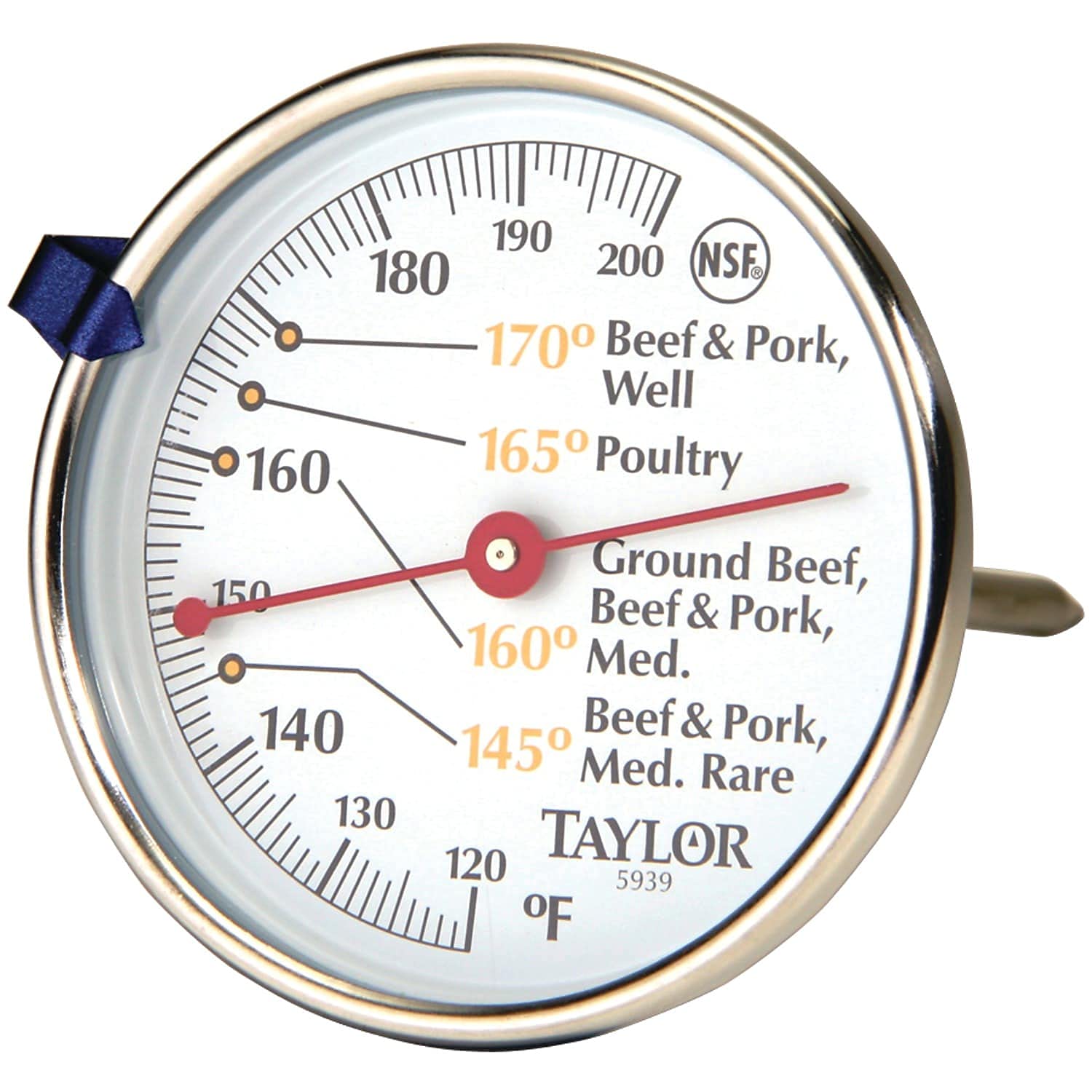 Oven Thermometer Analog - Compact Stainless Steel Meat Thermometer with
