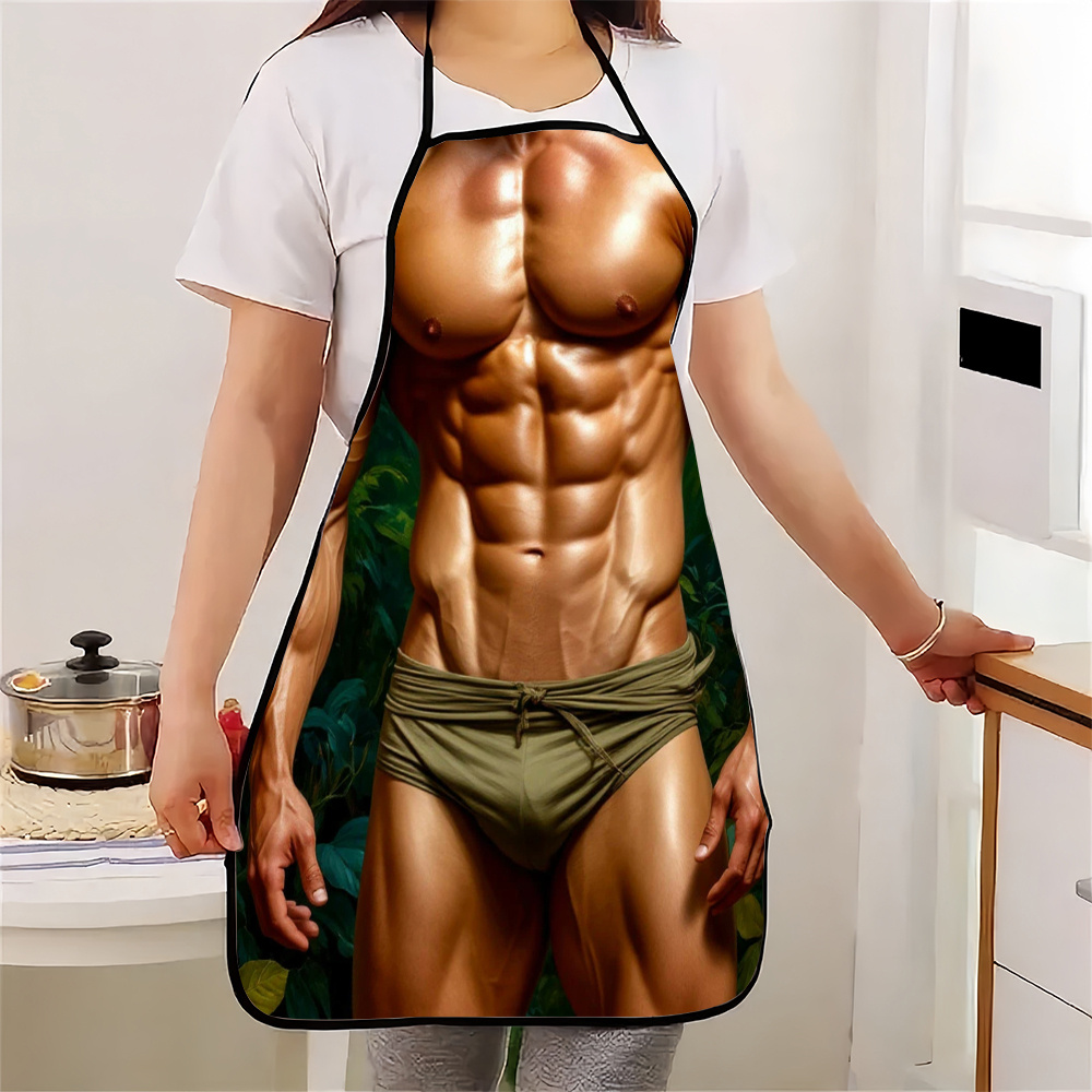 1pc Muscular Figure Apron with - огляд і ціна Kitchen Baking Background