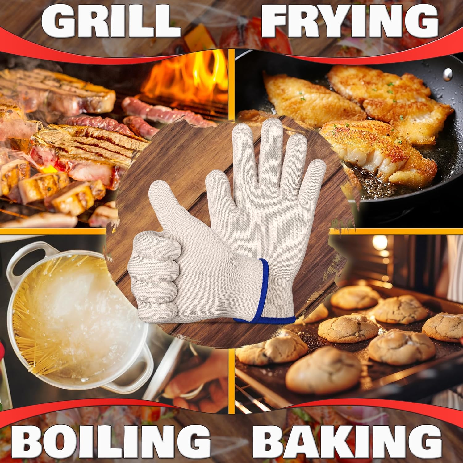 896°F Heat-Resistant Cooking G - огляд і ціна Kitchen Baking Gloves