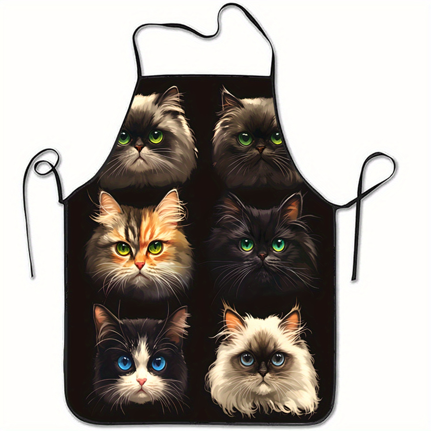 Cat Face Portrait Apron Black  - огляд і ціна Kitchen Baking Background