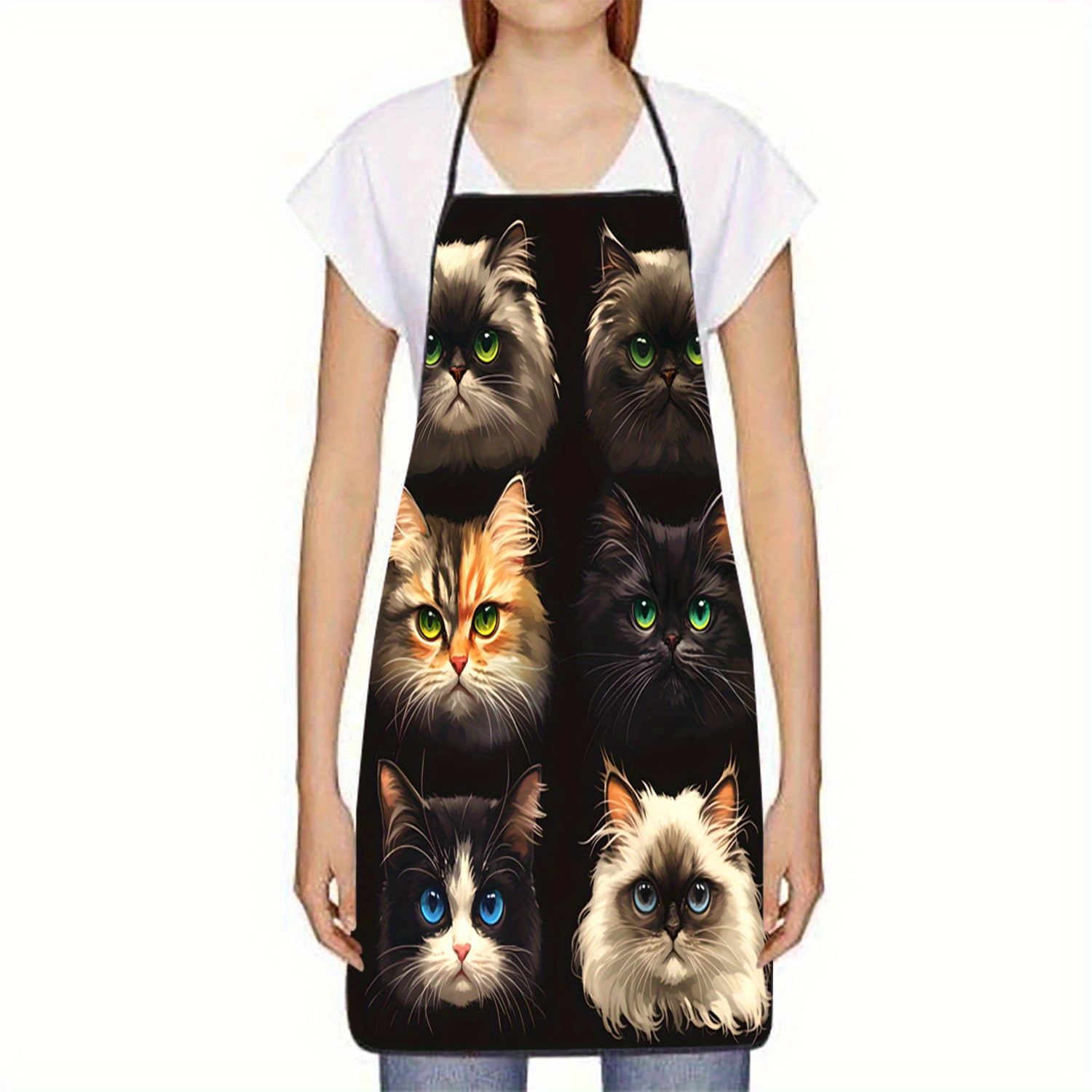 Cat Face Portrait Apron Black  - огляд і ціна Kitchen Baking Background