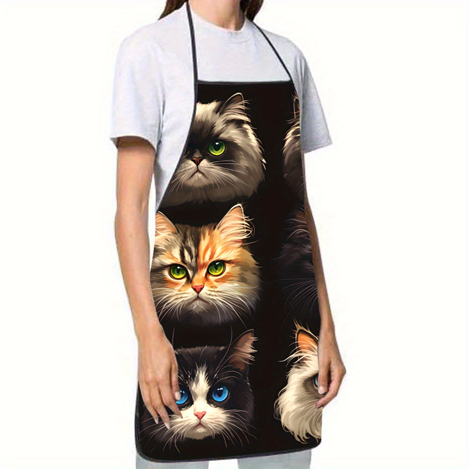 Cat Face Portrait Apron Black  - огляд і ціна Kitchen Baking Background