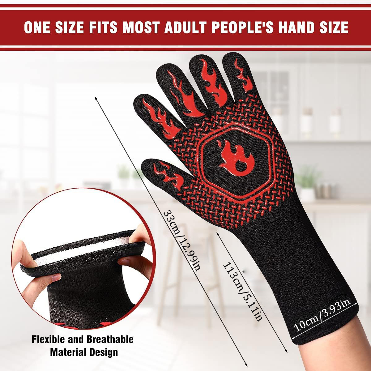 BBQ Grill Gloves High Temp Res - огляд і ціна Kitchen Baking Gloves