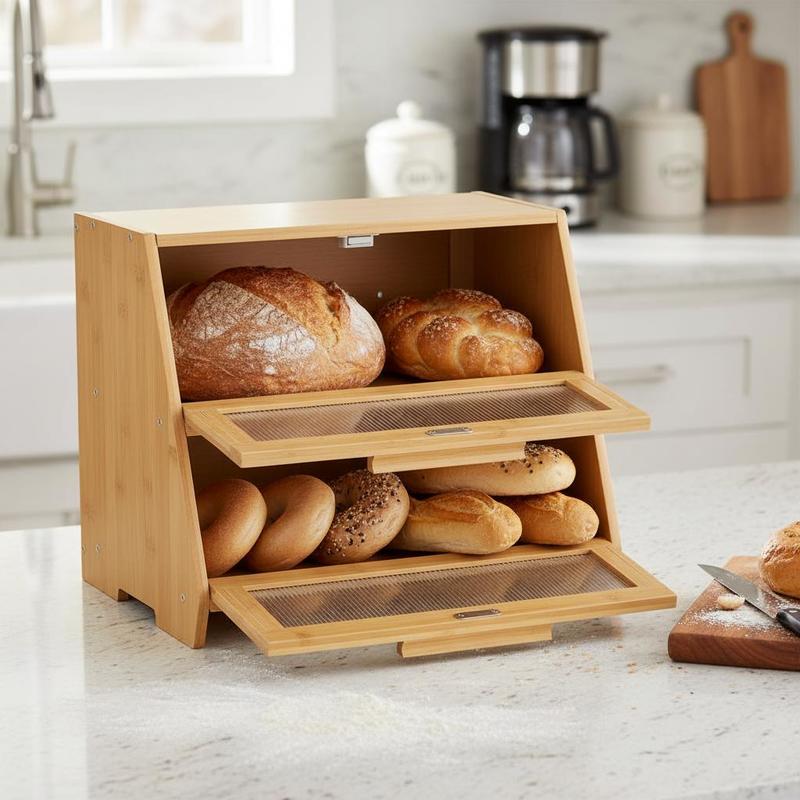 Double Layer Bread Box for Kit - огляд і ціна Kitchen Baking Counter