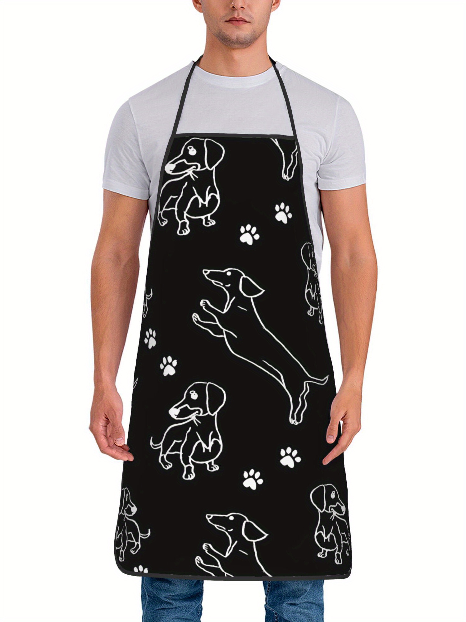 Dachshund Paw Print Apron Blac - огляд і ціна Kitchen Baking Background