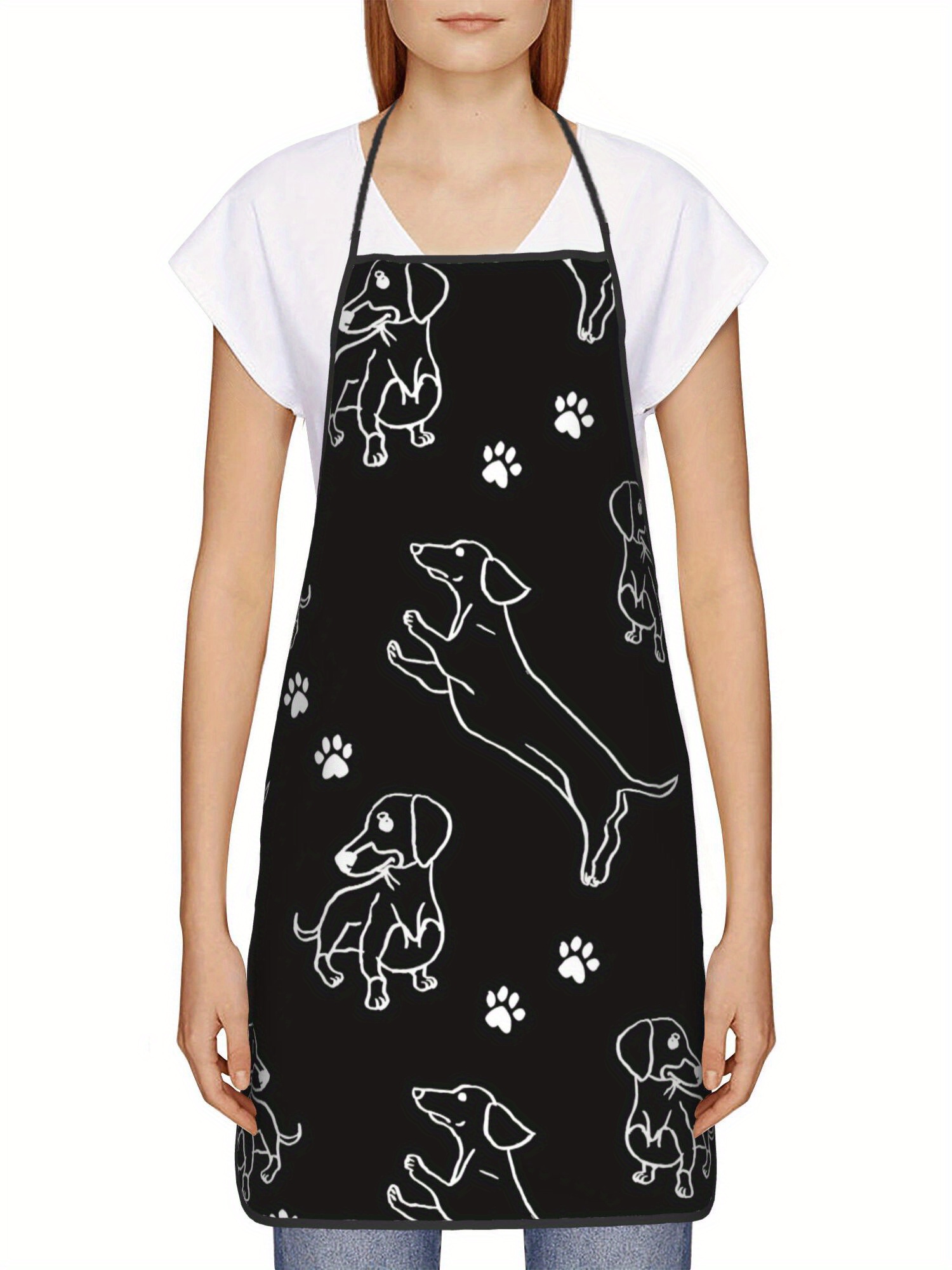 Dachshund Paw Print Apron Blac - огляд і ціна Kitchen Baking Background