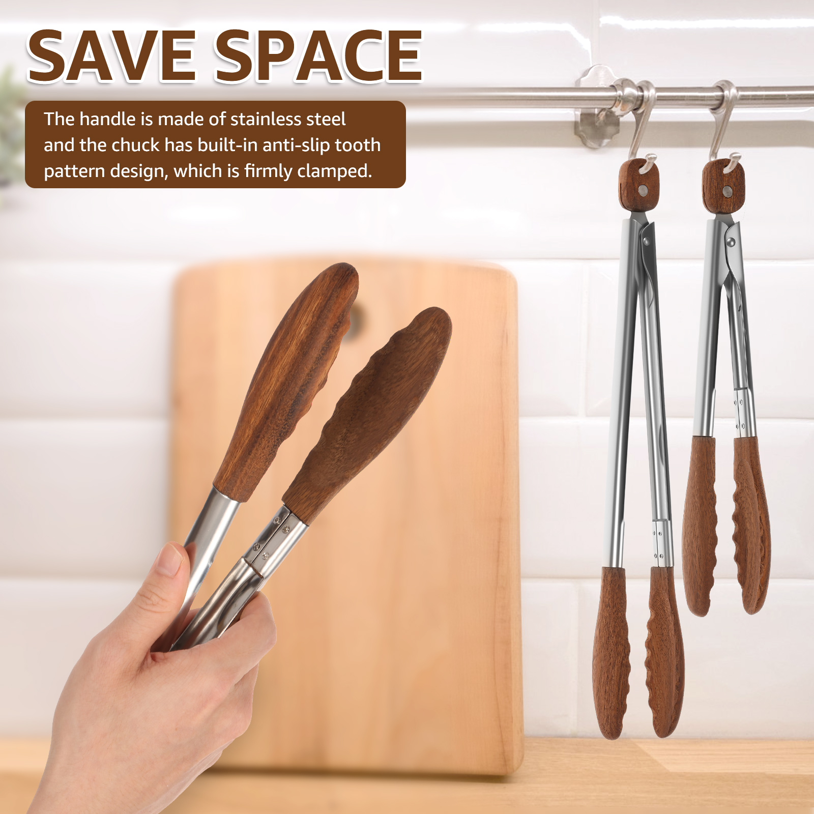 2/3 Pcs Food Tongs Walnut Wood - огляд і ціна Kitchen Baking Store