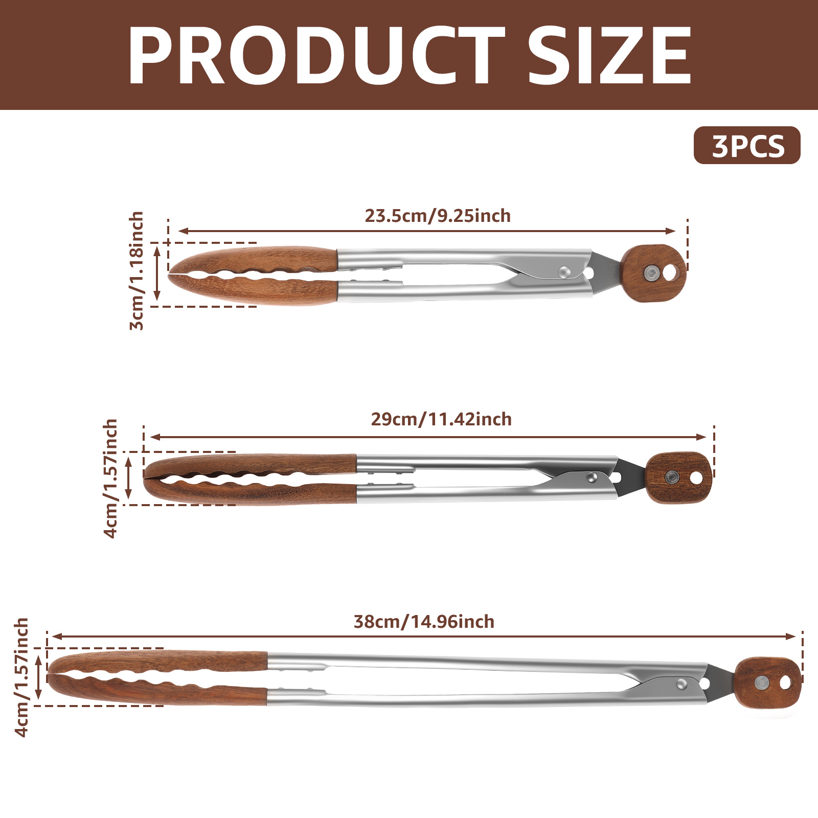 2/3 Pcs Food Tongs Walnut Wood - огляд і ціна Kitchen Baking Store