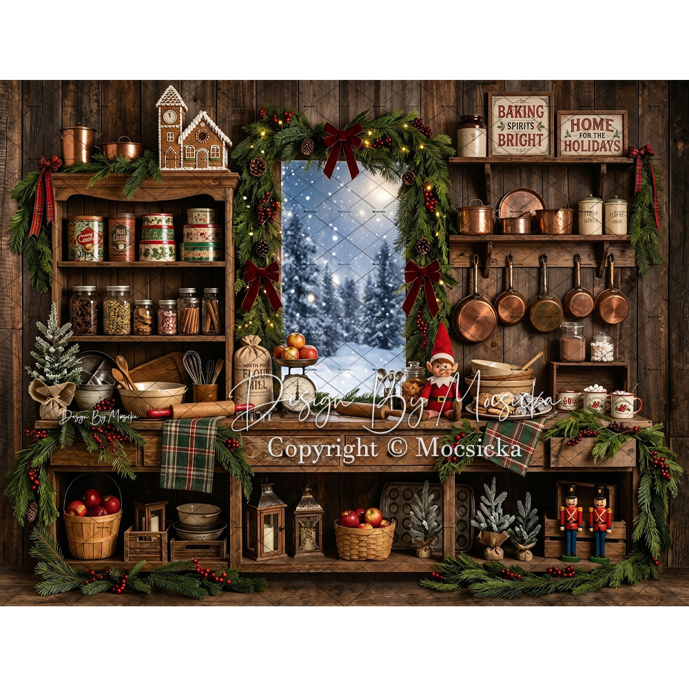 Mocsicka Christmas Rustic Kitc - огляд і ціна Kitchen Baking Background