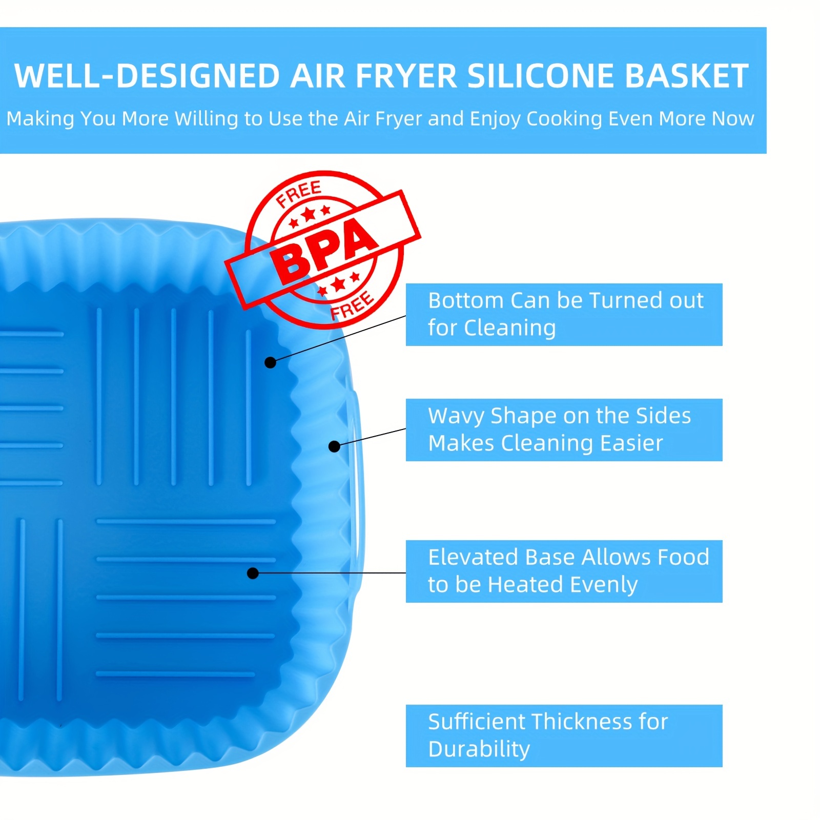 1 square silicone air fryer li - огляд і ціна Kitchen Baking Gadgets
