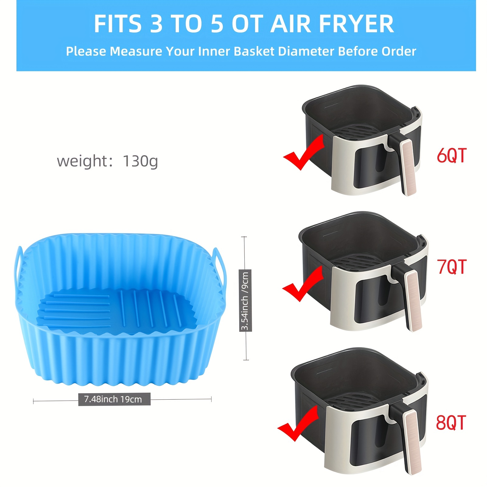 1 square silicone air fryer li - огляд і ціна Kitchen Baking Gadgets