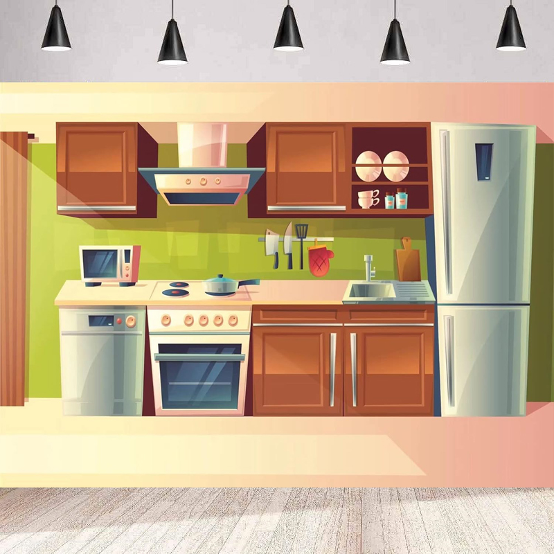Photography Backdrop Cartoon K - огляд і ціна Kitchen Baking Background