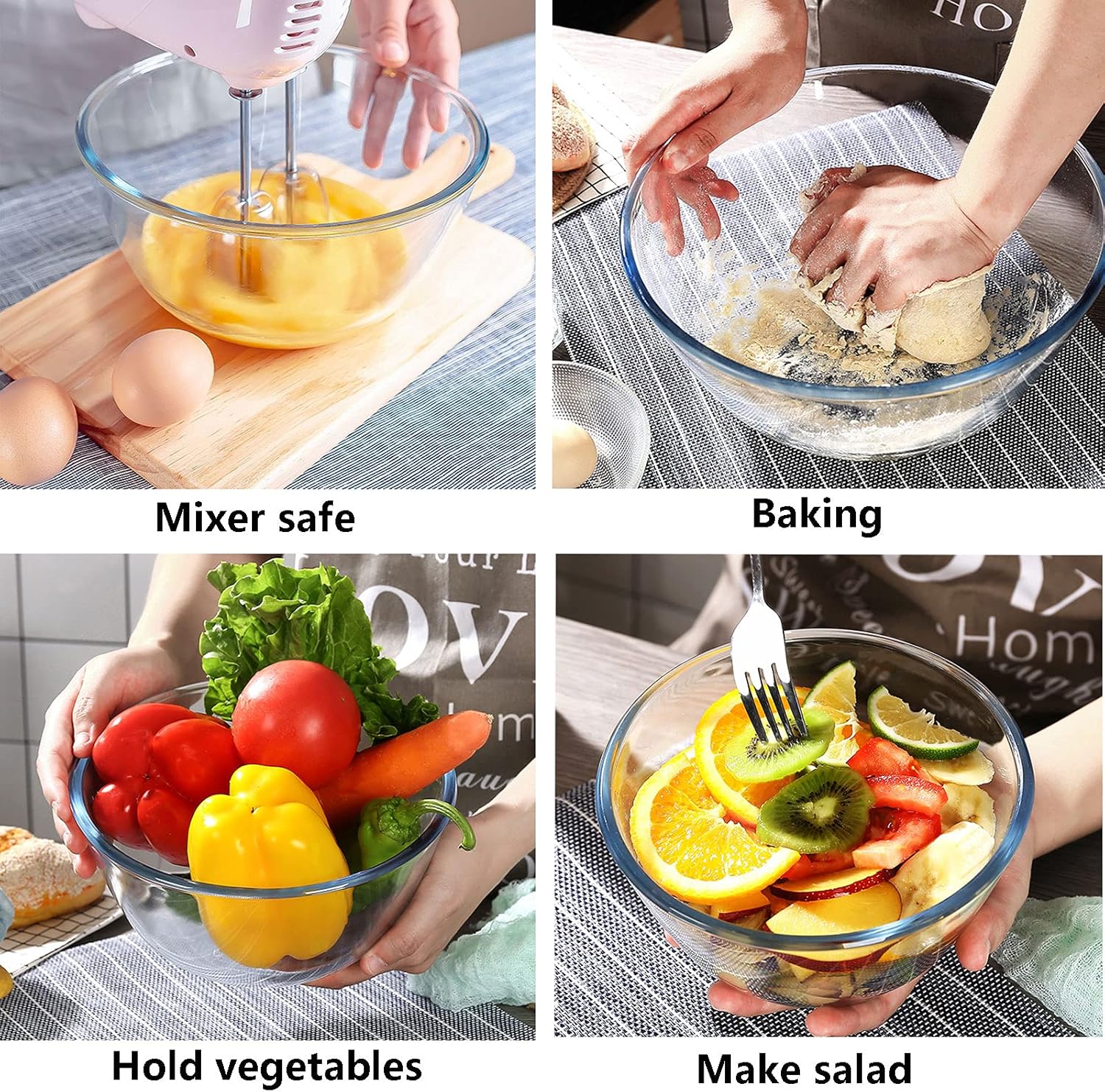 Glass Mixing Bowl Set of 3 for - огляд і ціна Kitchen Baking Set