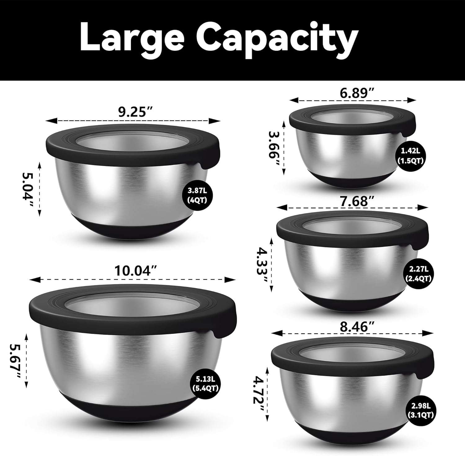 Stainless Steel Mixing Bowls w - огляд і ціна Kitchen Baking Set