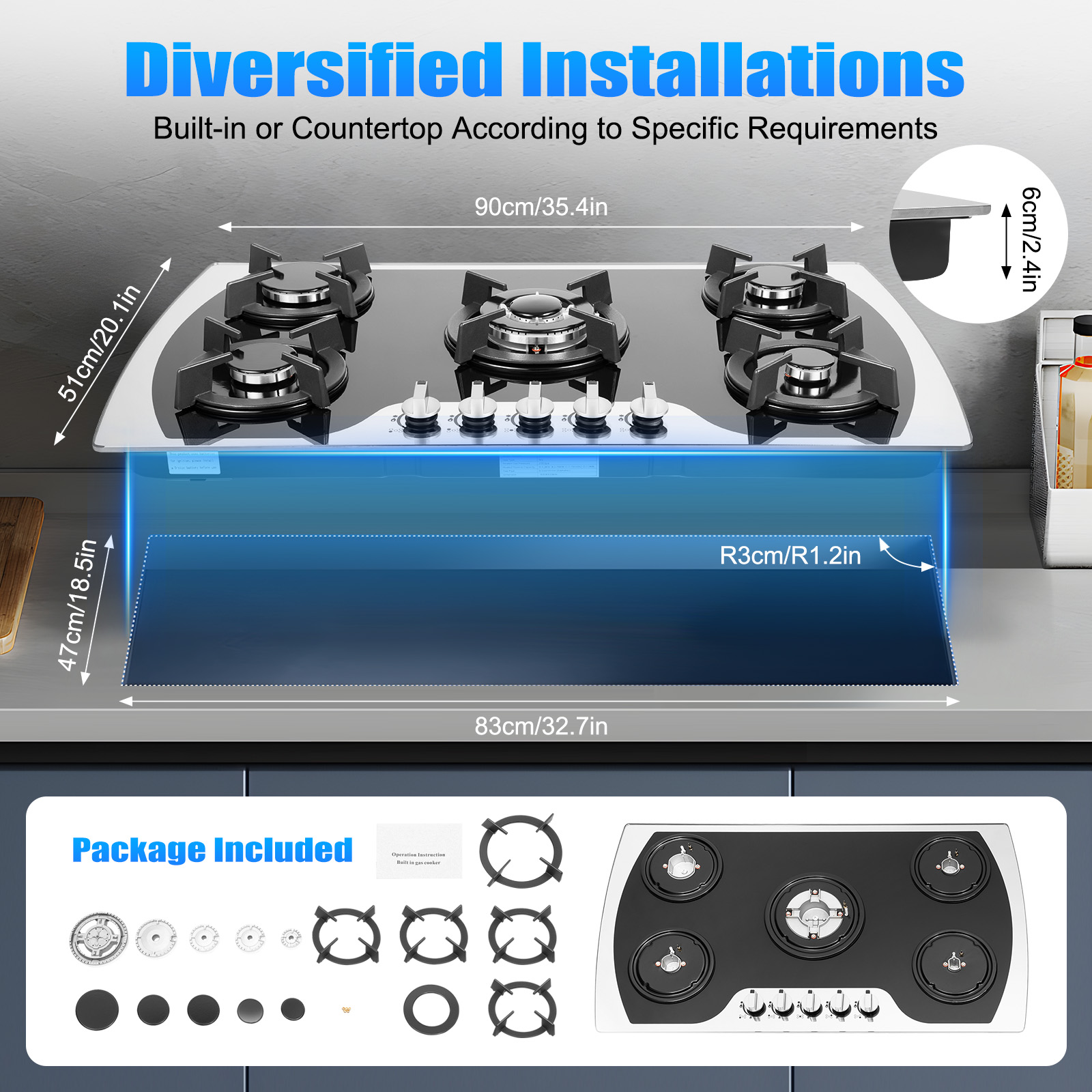 5 Burners Gas Stovetop Gas Sto - огляд і ціна Kitchen Baking Set