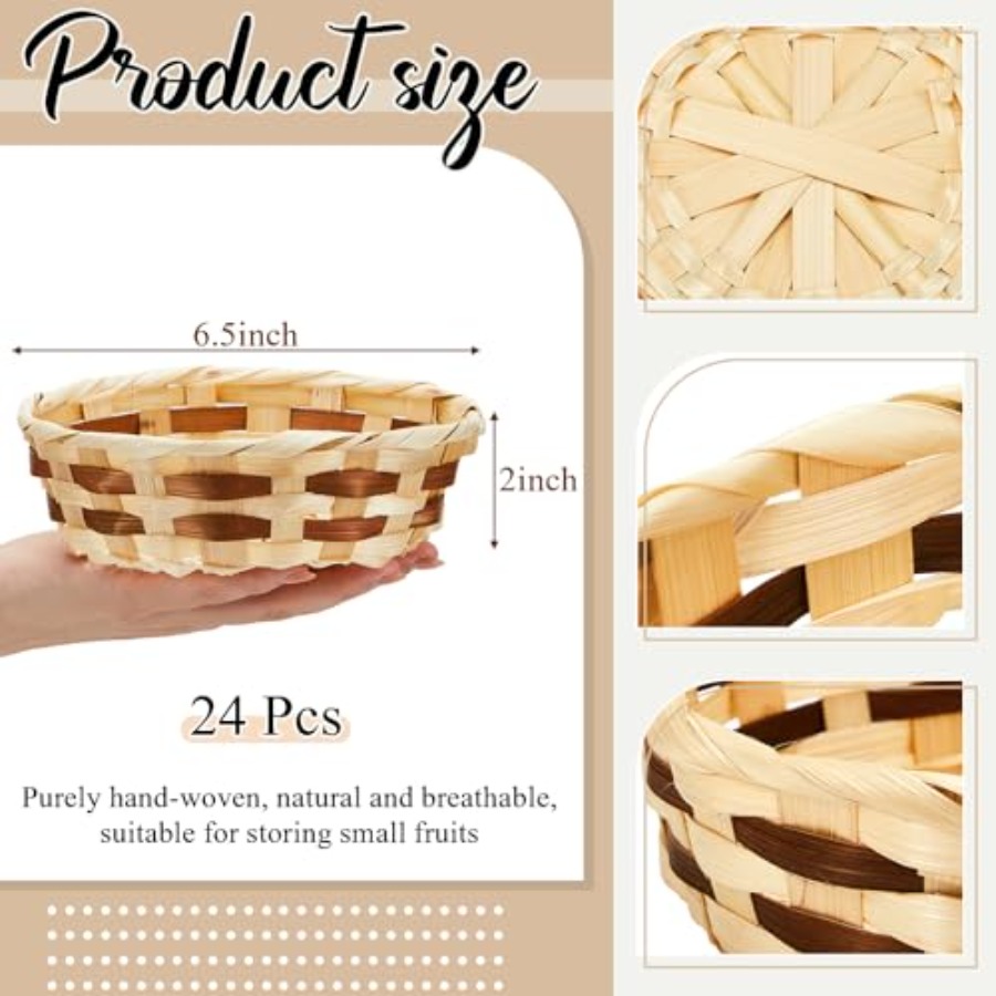 Pack Woven Basket Round Bamboo - огляд і ціна Kitchen Baking Gift Basket