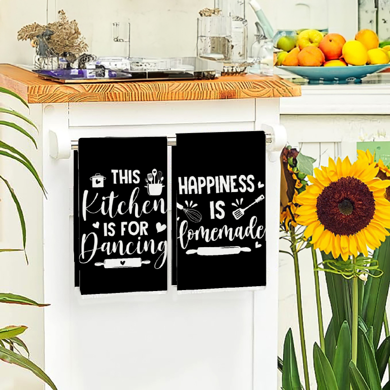 2Pcs, Kitchen Towels with Fun  - огляд і ціна Kitchen Baking Background