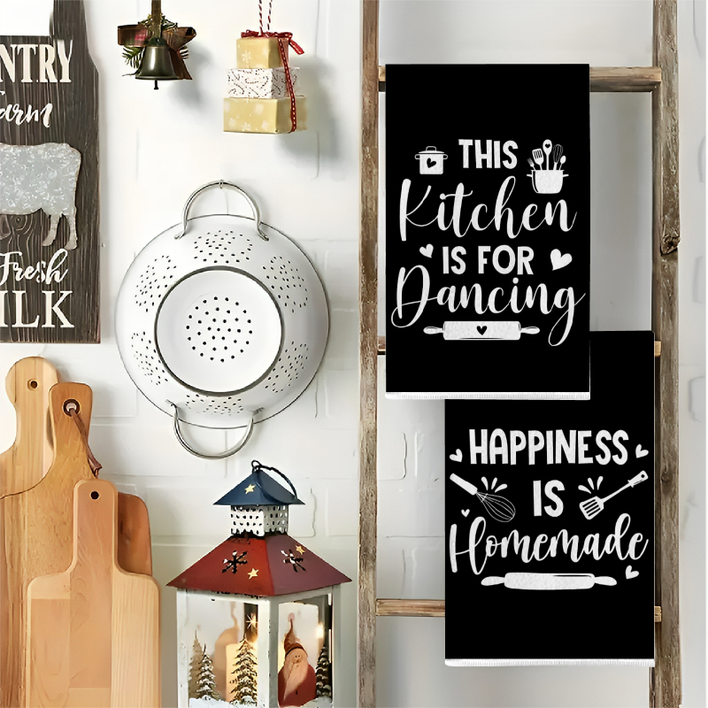2Pcs, Kitchen Towels with Fun  - огляд і ціна Kitchen Baking Background