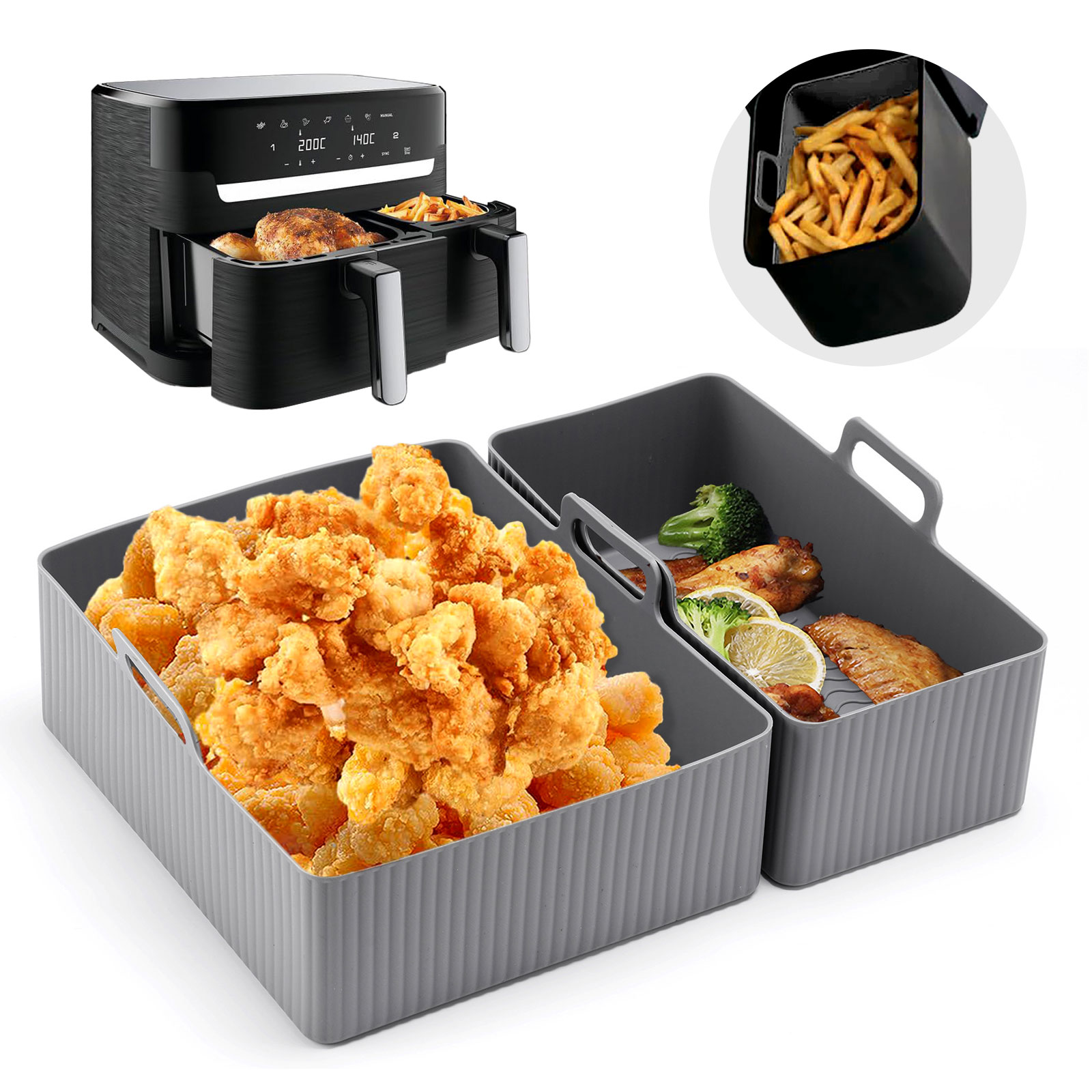2pcs Set Silicone Air Fryer Ma - огляд і ціна Kitchen Baking Pan Set
